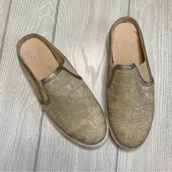 Botkier Women's Hayden Ivory Gold Croc Embossed Mule Platform Sneakers Size 6.5 - Picture 2 of 11